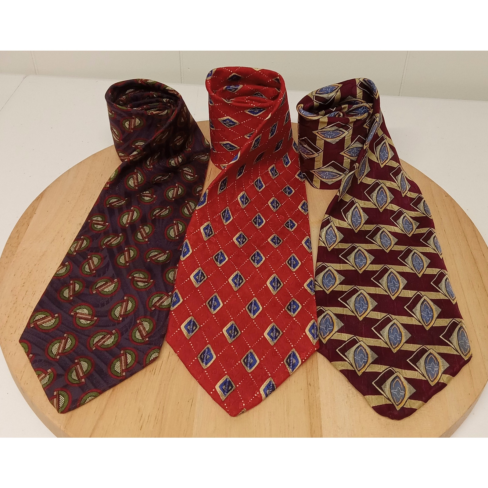 Set Of 3 Robert Talbott Ties Men's Claymore 100% Silk Usa Geometric
